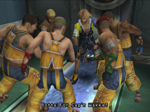 The Aurochs rally around Tidus before the match