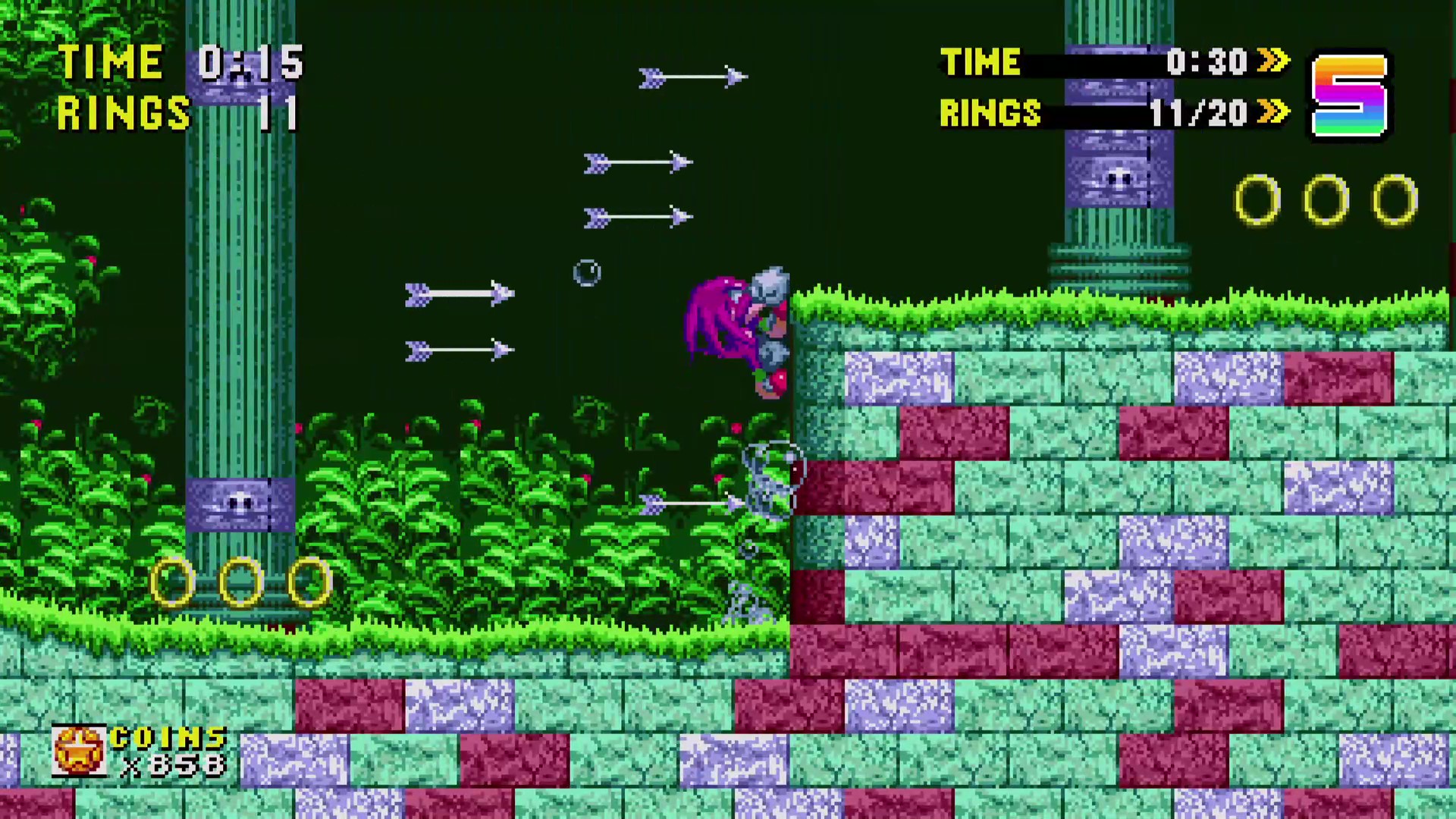 Mission mode sees Knuckles about to be skewered. Climb!