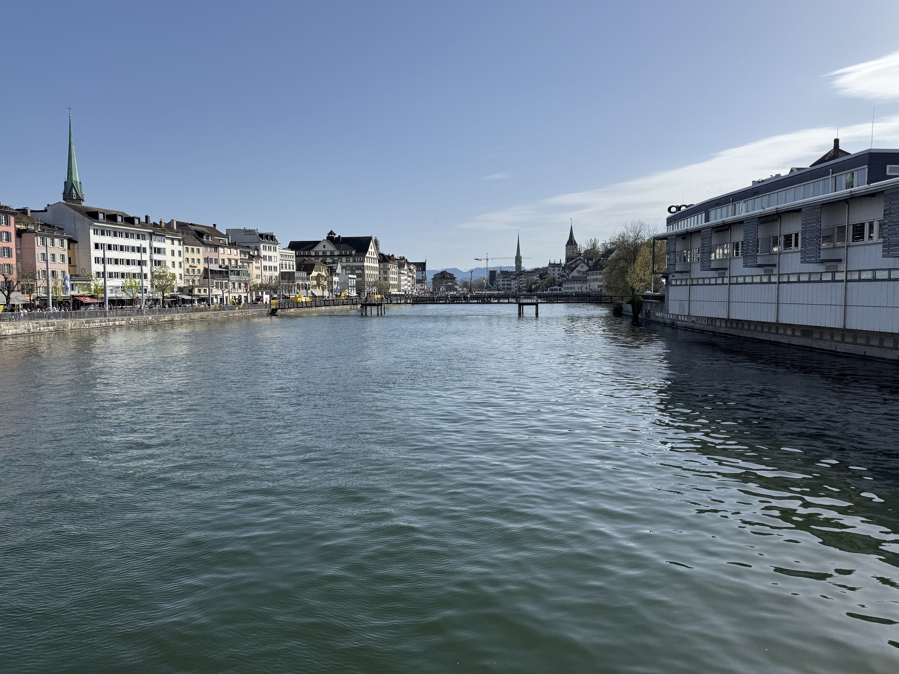 View down the river Limmat, one of Zurich’s main waterways